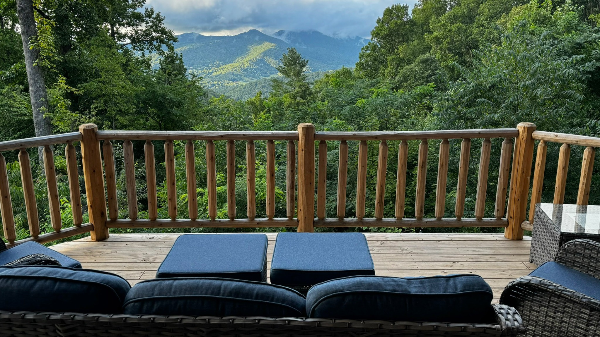 Mountain views from the covered back porch