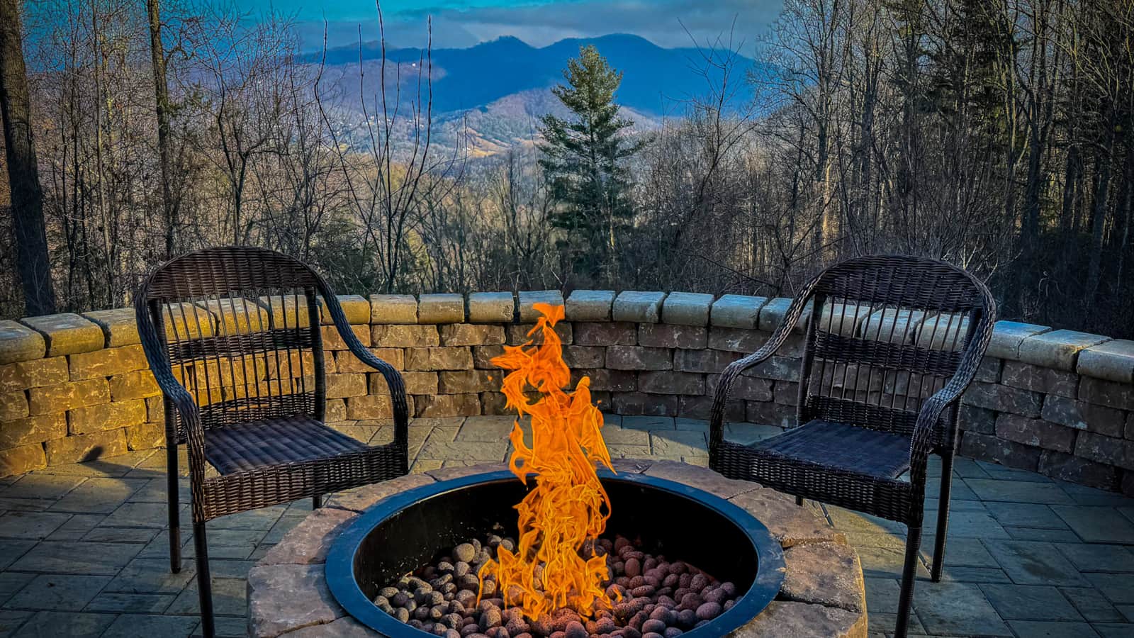 The patio · Long-range mountain views